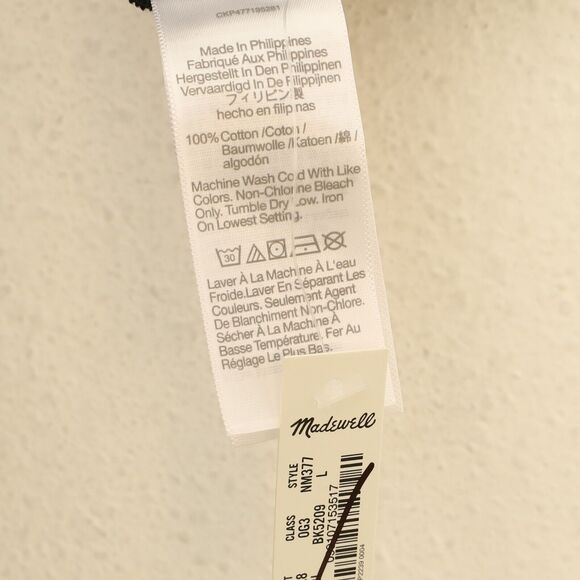 MADEWELL Brushed Long-Sleeve Boxy Tee Black L 100% Cotton Crew Neck NWT B63 - Picture 6 of 6